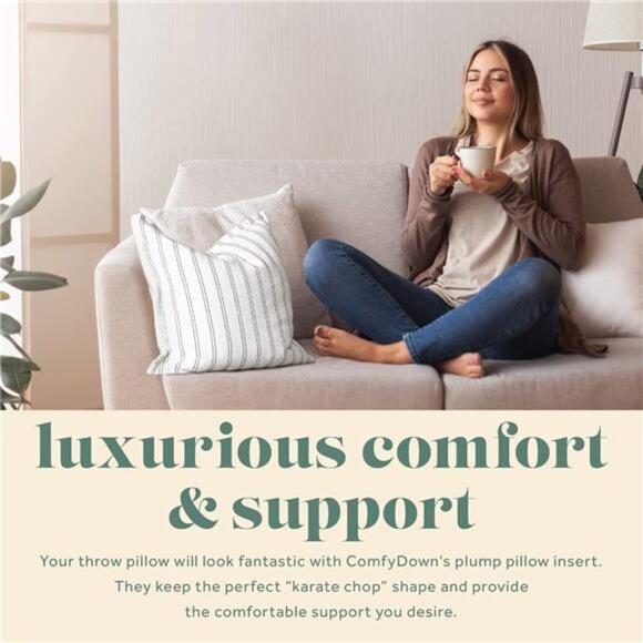 22X22 Decorative Throw Pillow Insert, Down and Feathers Fill, 100% - Picture 3 of 7